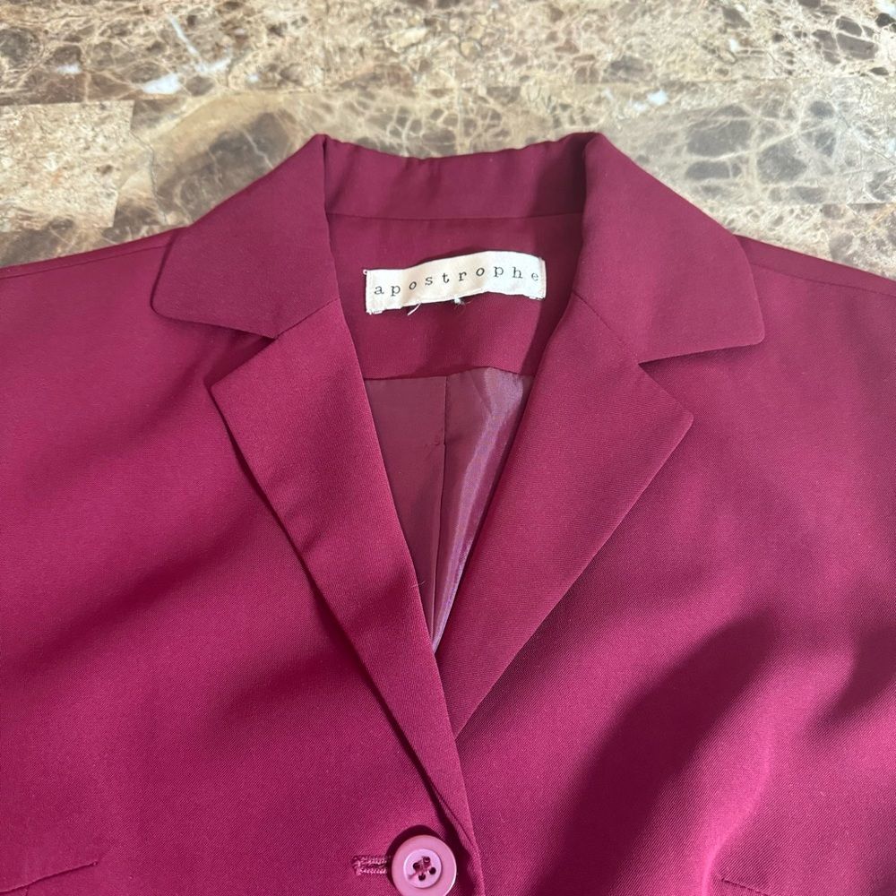 Apostrophe Blazer Size Medium Polyester Burgundy … - image 5